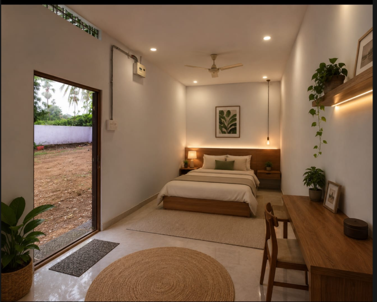 Cozy guest bedroom interior at The 7 Stay